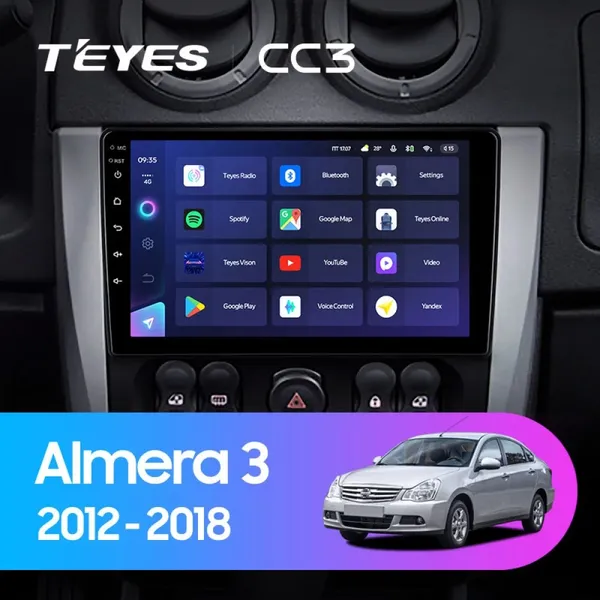 Штатна магнітола Teyes CC3 4+64 Gb Nissan Almera 3 G15 (1 Din) 2012-2018