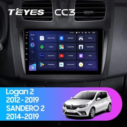 Штатная магнитола Teyes CC3 4+64 Gb Renault Logan 2 2012-2022, Sandero 2 2013-2022 (F2) (A)