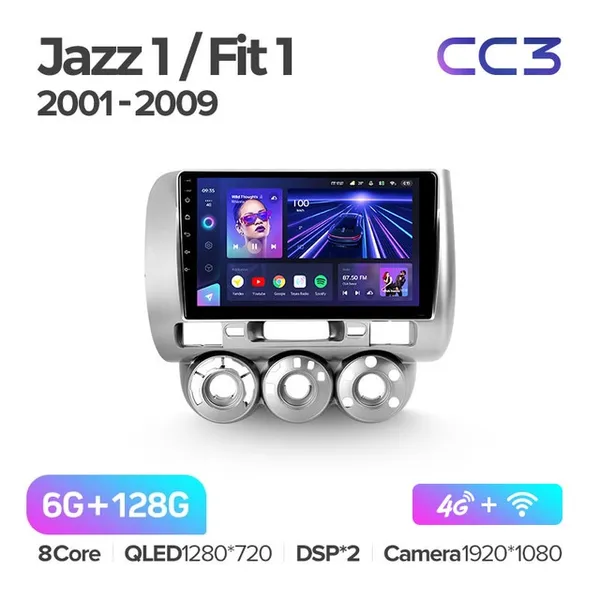 Штатна магнітола Teyes CC3 6+128 Gb Honda Jazz 1 GD, Fit 1 2001-2009 2
