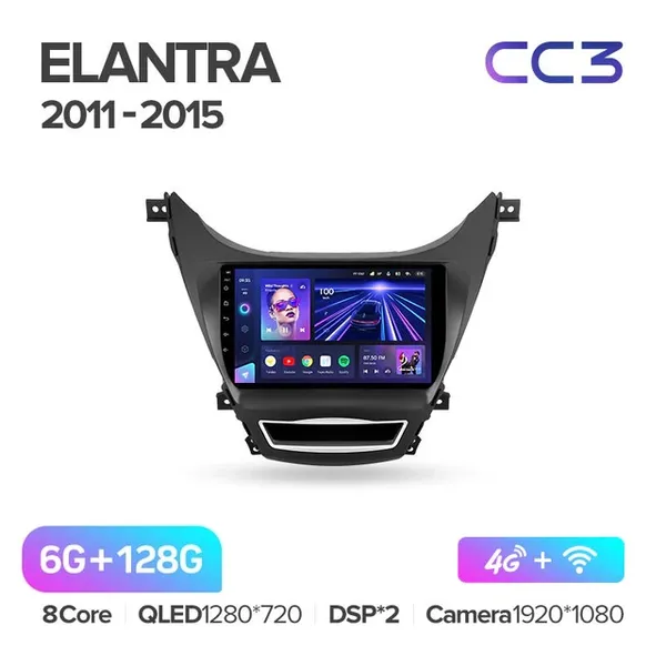 Штатная магнитола Teyes CC3 6+128 Gb Hyundai Elantra 5 JK GD MD UD 2010-2016 2