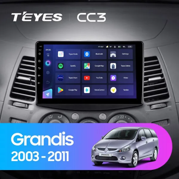 Штатна магнітола Teyes CC3 6+128 Gb Mitsubishi Grandis 1 2003-2010 (F1)