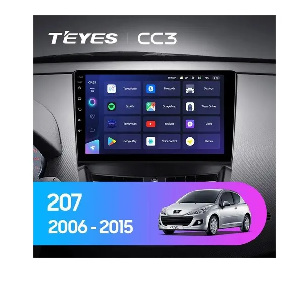 Штатна магнітола Teyes CC3 6+128 Gb Peugeot 207 2006-2015