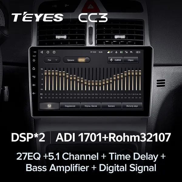 Штатна магнітола Teyes CC3 6+128 Gb Peugeot 307 1 2001-2008 3