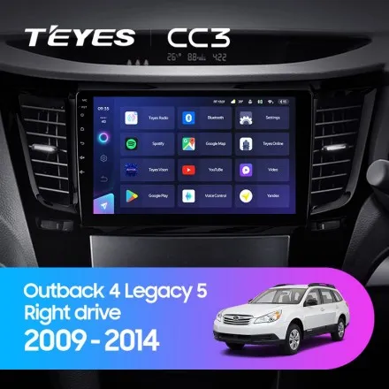 Штатна магнітола Teyes CC3 6+128 Gb Subaru Outback 4, Legacy 5 2009-2014