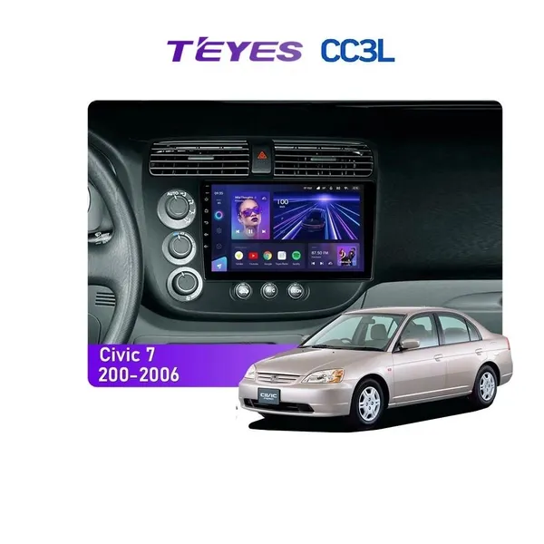 Штатна магнітола Teyes CC3L 4+32 Gb Honda Civic 7 2000-2006 9"