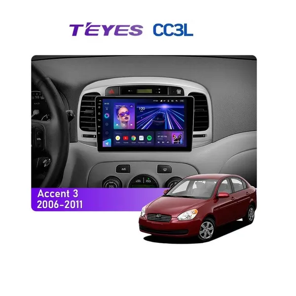 Штатна магнітола Teyes CC3L 4+32 Gb Hyundai Accent 3 2006-2011 9"