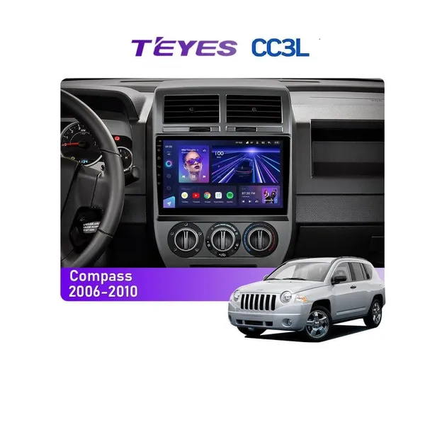 Штатная магнитола Teyes CC3L 4+32 Gb Jeep Compass 1 MK 2006-2010 10"