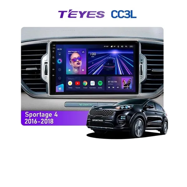 Штатная магнитола Teyes CC3L 4+32 Gb Kia Sportage 4 QL (KX5) 2016-2018 (A) 9"