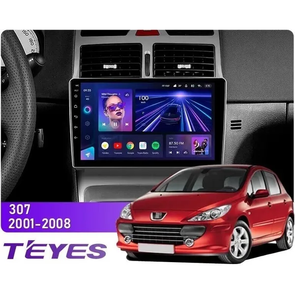 Штатна магнітола Teyes CC3L 4+32 Gb Peugeot 307 1 2001-2008 9"