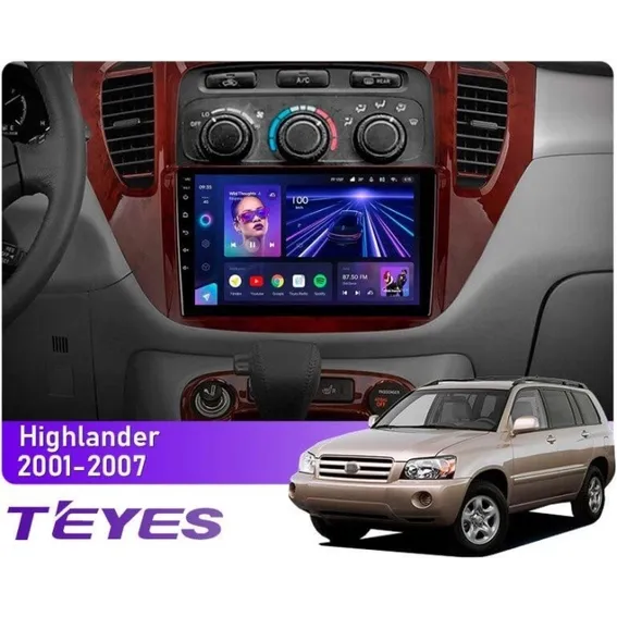 Штатна магнітола Teyes CC3L 4+32 Gb Toyota Highlander 1 XU20 2001-2007 9"