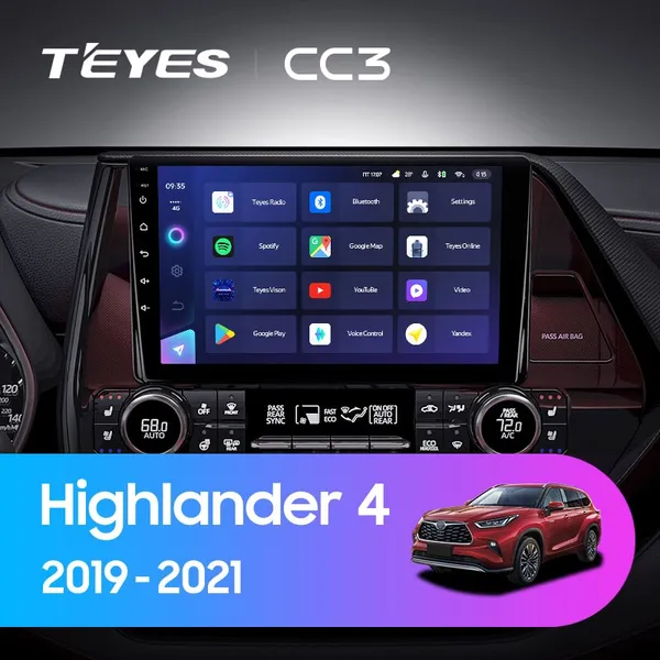 Штатна магнітола Teyes CC3L 4+32 Gb Toyota Highlander 4 XU70 2019-2021 9"