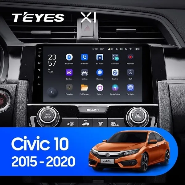 Штатная магнитола Teyes X1 2+32 Gb Honda Civic 10 FC FK 2015-2020