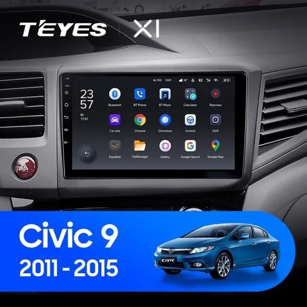 Штатна магнітола Teyes X1 2+32 Gb Honda Civic 9 FB FK FD 2011-2015