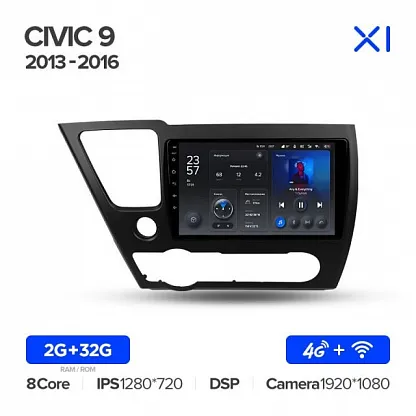 Штатна магнітола Teyes X1 2+32 Gb Honda Civic 9 Middle East 2013-2016 3