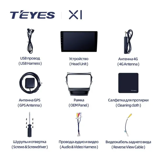 Штатная магнитола Teyes X1 2+32 Gb Hyundai Santa Fe 3 2013-2016 (C) 2