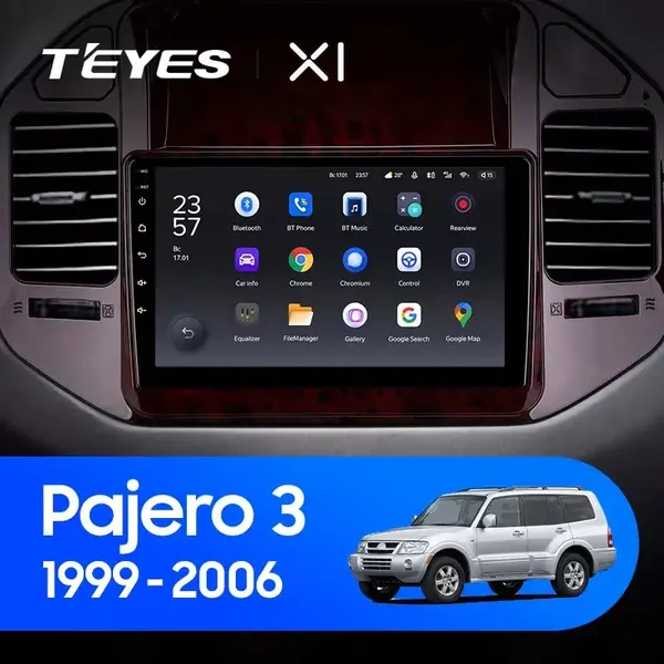 Штатна магнітола Teyes X1 2+32 Gb Mitsubishi Pajero 3 V70 V60 1999-2006 (BLACK)