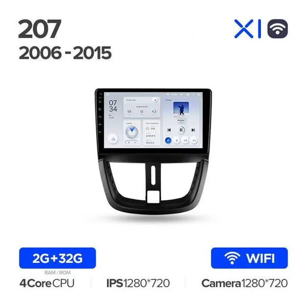 Штатна магнітола Teyes X1 2+32 Gb Peugeot 207 2006-2015 3