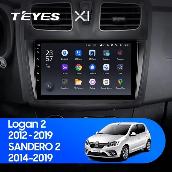 Штатна магнітола Teyes X1 2+32 Gb Renault Logan 2 2012-2022, Sandero 2 2013-2022 (F1) (A)