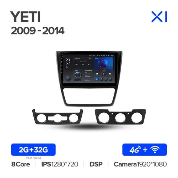Штатна магнітола Teyes X1 2+32 Gb Skoda Yeti 5L 2009-2014 10" 2