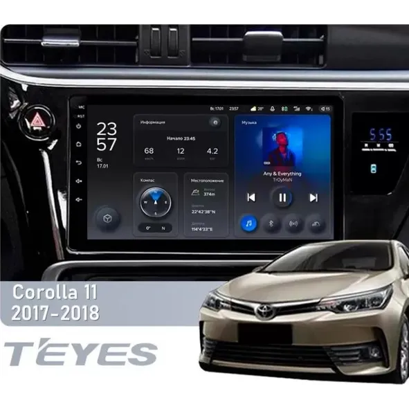 Штатная магнитола Teyes X1 2+32 Gb Toyota Corolla 11 2017-2018