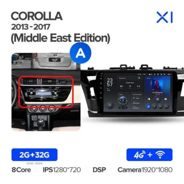 Штатна магнітола Teyes X1 2+32 Gb Toyota Corolla 11 Middle East 2013-2017 (A) 2