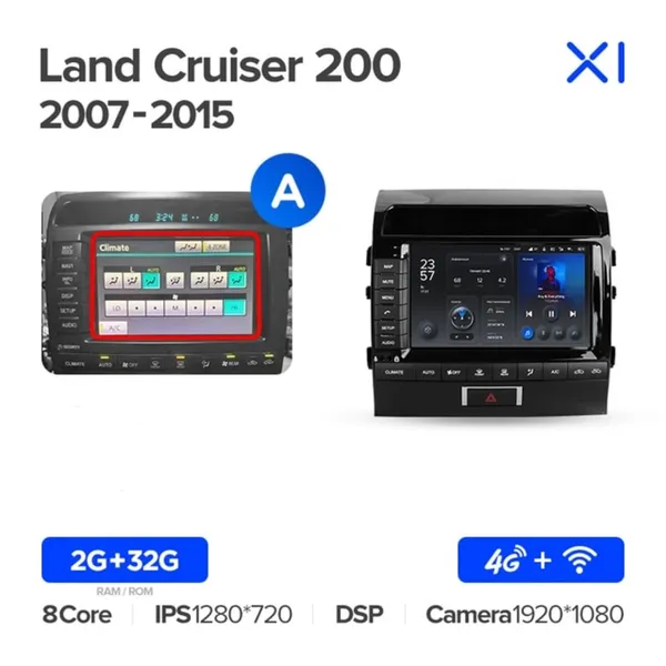 Штатная магнитола Teyes X1 2+32 Gb Toyota Land Cruiser 11 200 2007-2015 2