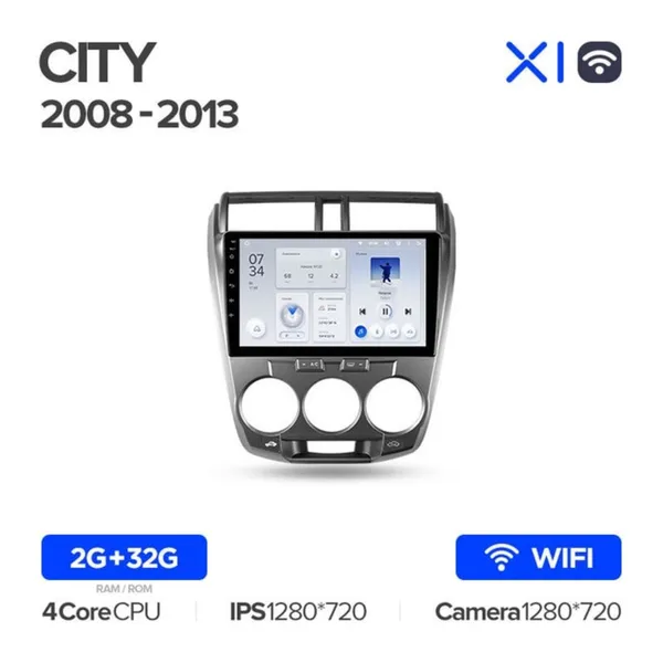 Штатная магнитола Teyes X1 2+32 Gb Wi-Fi Honda City 2008-2013 2