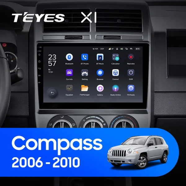 Штатна магнітола Teyes X1 2+32 Gb Wi-Fi Jeep Compass 1 MK 2006-2010 10"