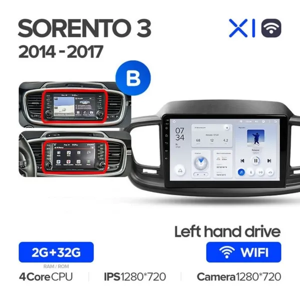 Штатна магнітола Teyes X1 2+32 Gb Wi-Fi Kia Sorento 3 2014-2017 (B) 10" 2