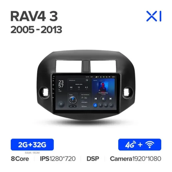 Штатна магнітола Teyes X1 2+32 Gb Wi-Fi Toyota RAV4 3 XA30 2005-2013 10" 3