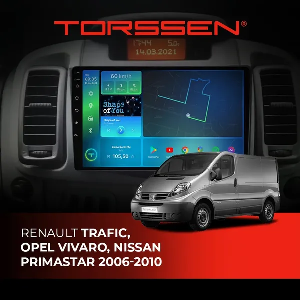 Штатна магнітола Torssen Renault Trafic, Opel Vivaro, Nissan Primastar 06-10 FL10 4+64Gb 4G Carplay DSP