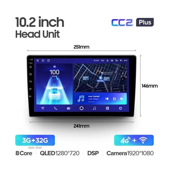 Універсальна Штатна магнітола Teyes CC2 PLUS 3+32 Gb (0 Din) 10"