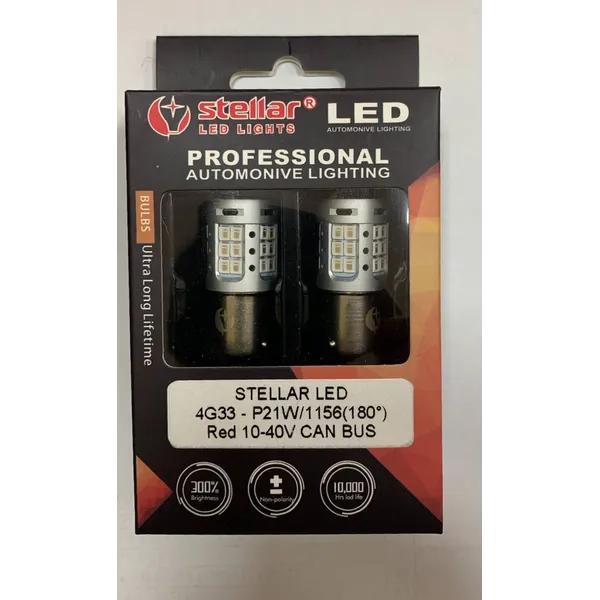 LED лампа Stellar 4G33 1156 BA15s 10-40V CanBus червона 2