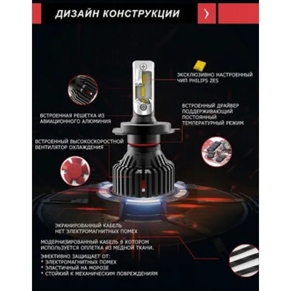 LED лампи STELLAR T8 H4 (2 шт.) 4