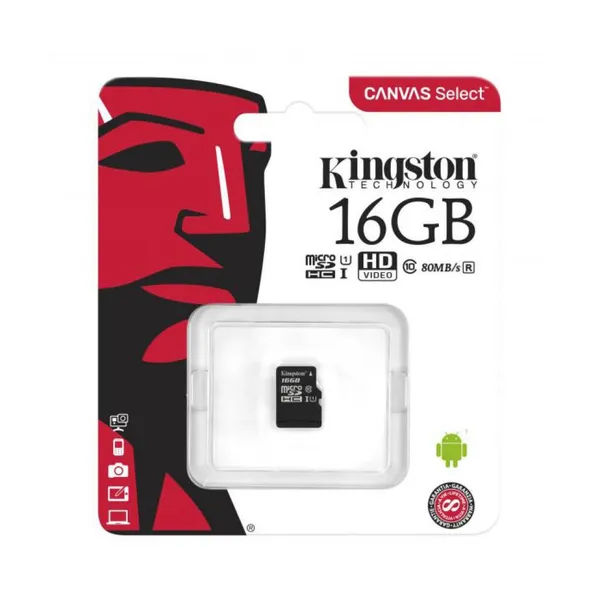 карта памяти MicroSDHC 16GB UHS-I Class 10 Kingston Canvas Select Plus 2