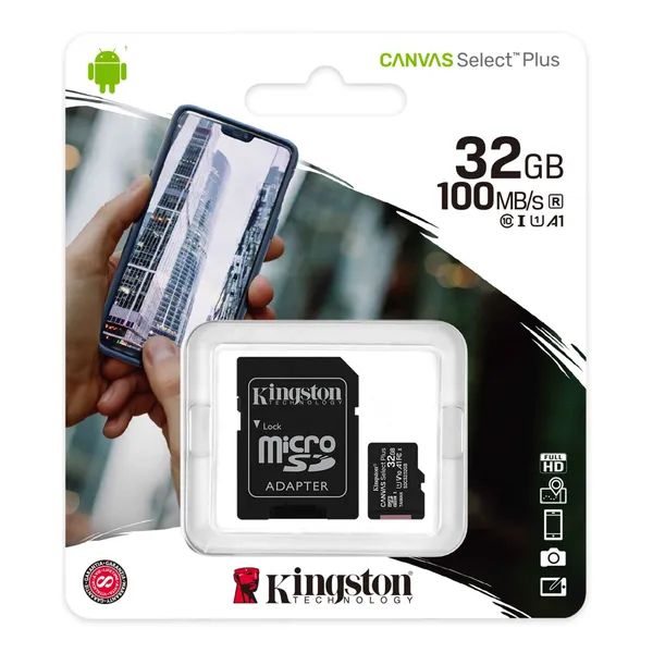 карта памяти MicroSDHC 32GB UHS-I Class 10 Kingston Canvas Select Plus 2