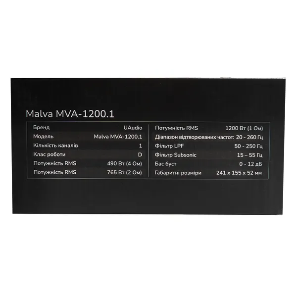 1-канальний підсилювач UAudio Malva MVA-1200.1 11